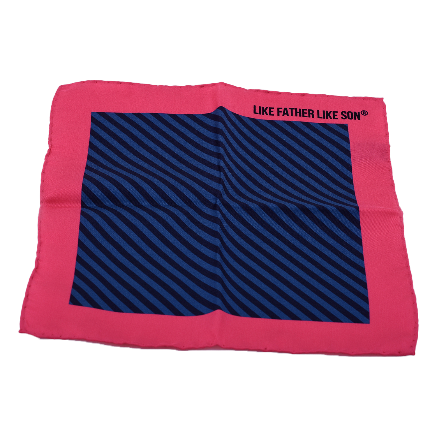 100% Silk Pocket Squares , Diagonal Stripe Pattern - Cerise And Navy 