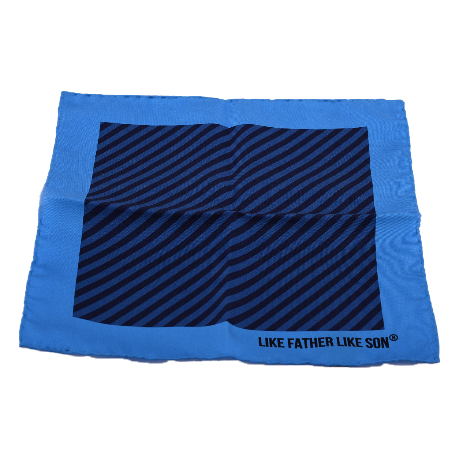 100% Silk Pocket Squares , Diagonal Stripe Pattern - Aster blue And Navy