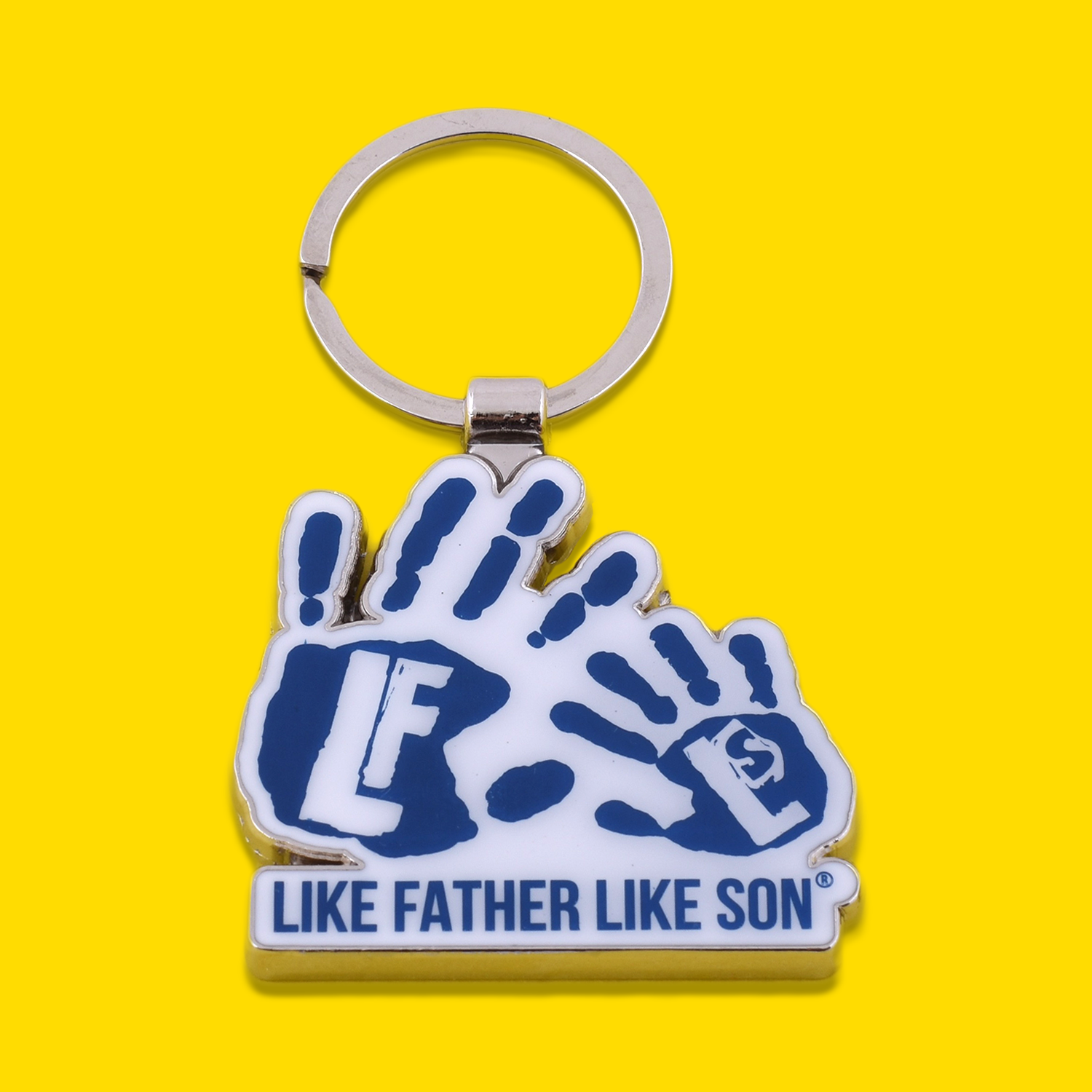 Father And Son Hand Print Keyring Atlantic Blue