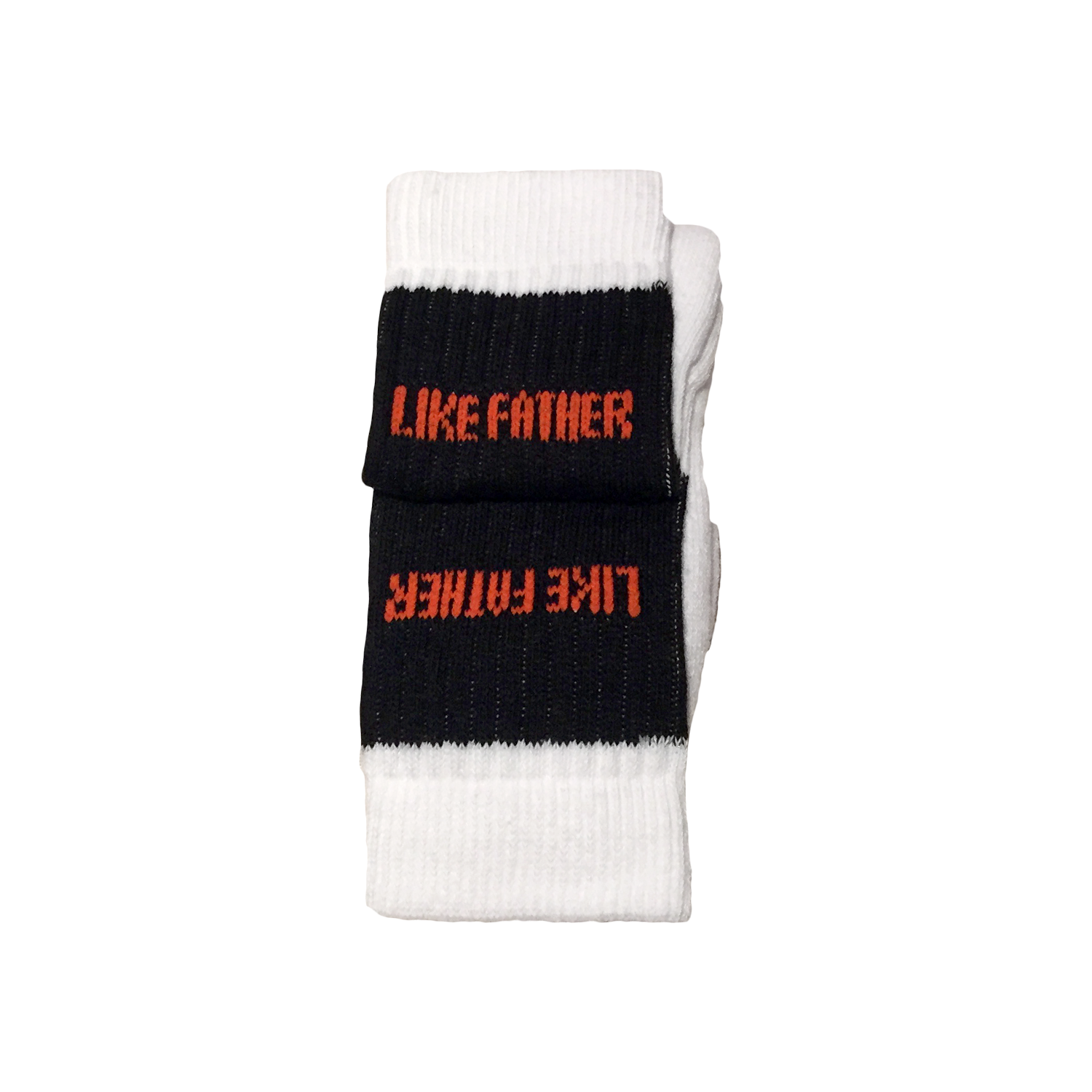 Luxury Sport Socks For Sons -Black Bar With Orange Logo, White foot