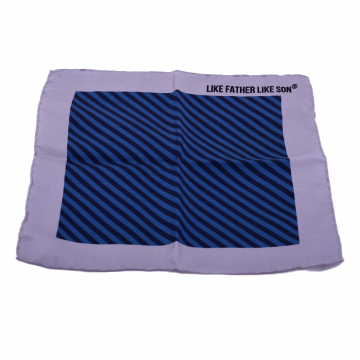 100% Silk Pocket Squares , Diagonal Stripe Pattern - Silver Grey And Navy 