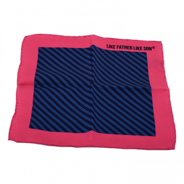 100% Silk Pocket Squares , Diagonal Stripe Pattern - Cerise And Navy 