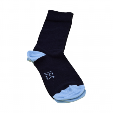 Mens Navy Blue Socks With Sky Blue Toe And Heel