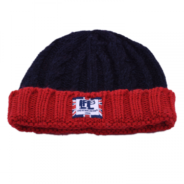 Navy Blue And Red Trim Adult And Teenager Beanie Hat