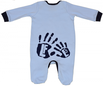Cotton baby grow,sky blue with navy hands.
