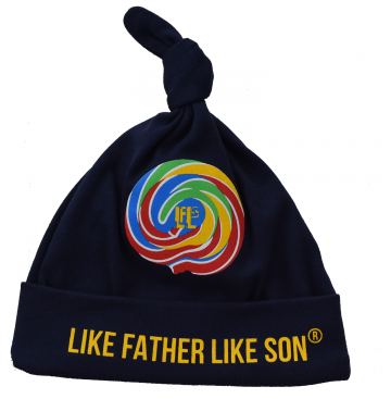 Baby cotton hat.Navy blue wuth lollipop design.