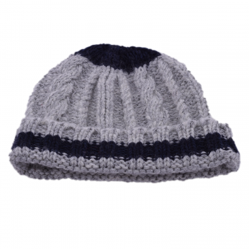 Grey And Navy Adult And Teenager woollen  Beanie Hat