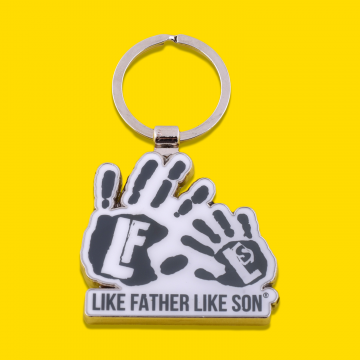 Father And Son Hand Print Keyring - Cool Grey