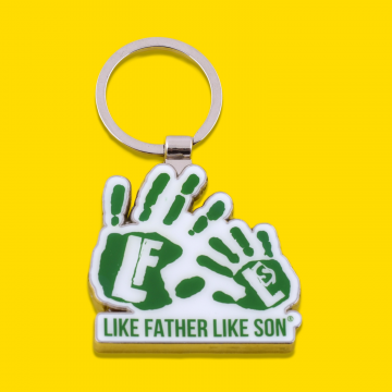 Father And Son Hand Print Keyring - Lime Green