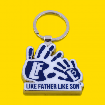 Father And Son Hand Print Keyring - Union Jack Blue 