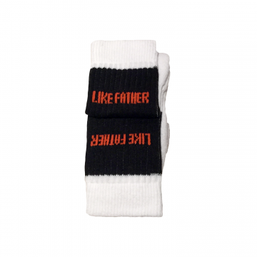 Luxury Sport Socks For Sons -Black Bar With Orange Logo, White foot