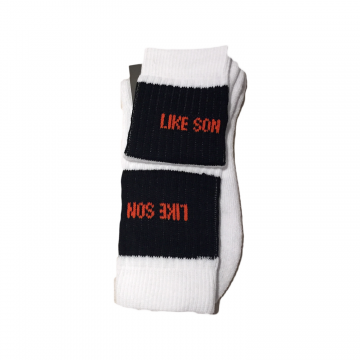 Luxury Sport Socks For Fathers Of All Ages -Black Bar With Orange Logo, White foot 