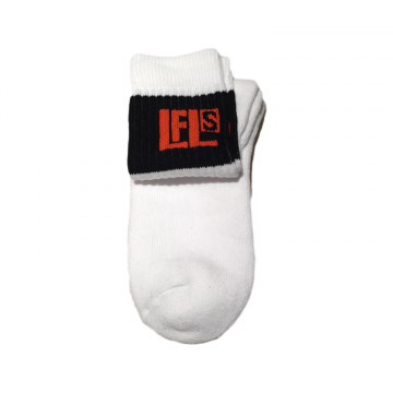 Luxury Sport Socks For Fathers Of All Ages -Black Bar With Orange Logo, White foot 