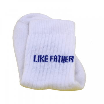 Luxury Sport Socks For Sons -White Bar With Atlantic Blue Logo, White foot