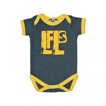 cotton grey and yellow baby vest/ front
