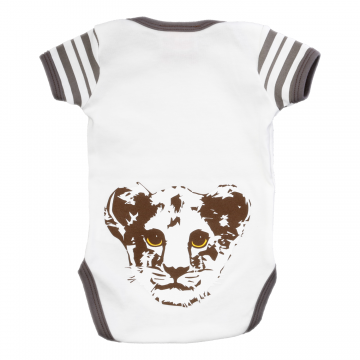 Baby vest with lion cub design.