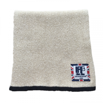 linen and Navy Woollen Neck Scarf
