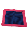 100% Silk Pocket Squares , Diagonal Stripe Pattern - Cerise And Navy 