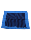 100% Silk Pocket Squares , Diagonal Stripe Pattern - Aster blue And Navy