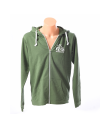 Mens Organic Zipped Hoodie With White Hand Design