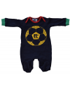 Navy blue cotton baby grow, football design.