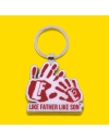 Father And Son Hand Print Keyring -Burgundy